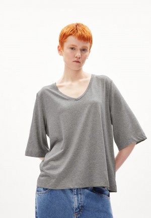 ARMEDANGELS LIANAA T-Shirt Loose Fit made of TENCEL™ Lyocell Mix Gris | NOKIQE-189
