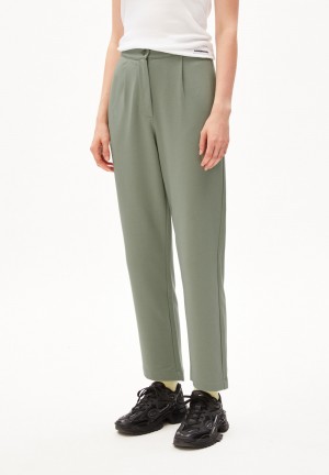ARMEDANGELS LINAA LOU Jersey Pants made of Organic Cotton Mix Gris Verde | EDSPNT-482