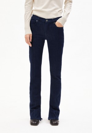 ARMEDANGELS LINDAA LOW Jeans Boot Cut Low Waist Organic Cotton Mix Comfort-Stretch Verde Menta | UNTVGC-768