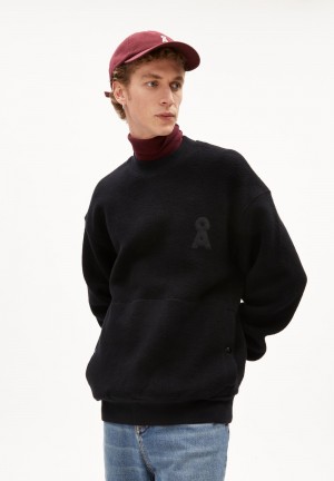 ARMEDANGELS LOMAAR FELPA Fleece Sweater Relaxed Fit made of Organic Cotton Negras | QMNEWD-352