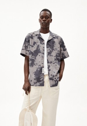 ARMEDANGELS LOVAAR BLOMMAA Shirt Relaxed Fit made of Organic Cotton Sand Stone-night Sky | FSOHWB-835