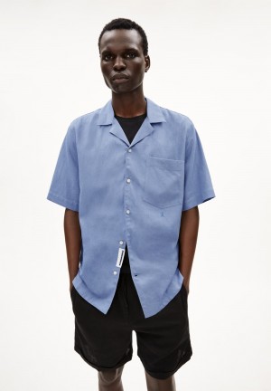 ARMEDANGELS LOVAAR LINO Shirt Relaxed Fit made of Linen-Mix Azules | SUNHMV-370