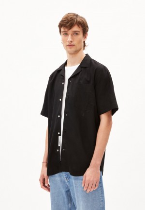 ARMEDANGELS LOVAAR LINO Shirt Relaxed Fit made of Linen-Mix Negras | BCELTQ-418