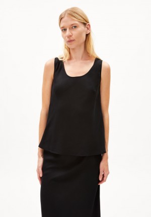 ARMEDANGELS LUMEKAA Top Regular Fit made of TENCEL™ Lyocell Mix Negras | BOAJZL-579