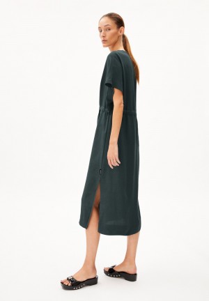 ARMEDANGELS MAAHALIANA LINO Woven Dress Relaxed Fit made of Linen-Mix Space Steel | HODPQG-571