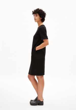 ARMEDANGELS MAAILANA Jersey Dress Regular Fit made of LENZING™ ECOVERO™ Mix Negras | SNTIVK-467