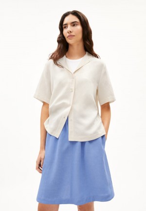 ARMEDANGELS MAAITE LINO Blouse Relaxed Fit made of Linen-Mix Oatmilk | RVOYDK-061