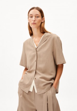 ARMEDANGELS MAAITE LINO Blouse Relaxed Fit made of Linen-Mix Cinnamon Dust | MNDYPF-058