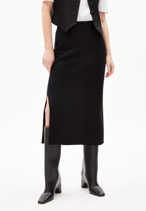 ARMEDANGELS MAALIN Knit Skirt Slim Fit made of Organic Cotton Negras | EXWFOJ-293