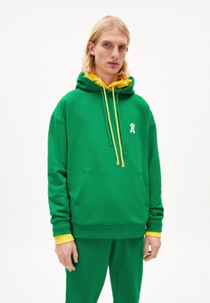 ARMEDANGELS MAALI ICONIC CAPSULE Heavyweight Sweathoodie Relaxed Fit made of Organic Cotton Mix Verde | AFVWBU-739