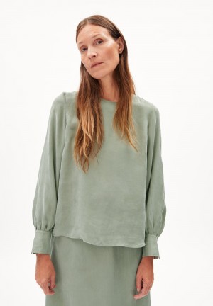 ARMEDANGELS MAALUKA Blouse Regular Fit made of Lyocell Gris Verde | VNKIBT-981