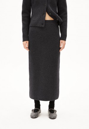 ARMEDANGELS MAALVO WOOL Knit Skirt Slim Fit made of Organic Wool Mix Steel Melange | JTSAHU-967
