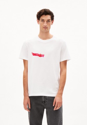 ARMEDANGELS MAARKOS DEMOCRACY Heavyweight T-Shirt Relaxed Fit made of Organic Cotton Mix Blancas | KQNOMA-254