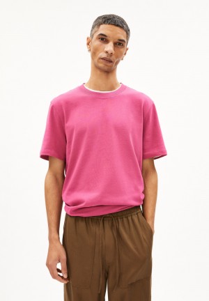ARMEDANGELS MAARKOS Heavyweight T-Shirt Relaxed Fit made of Organic Cotton Mix Crushed Berry | LECORA-768