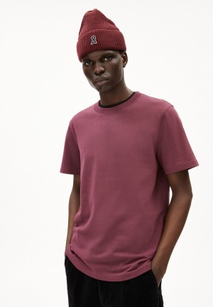 ARMEDANGELS MAARKOS Heavyweight T-Shirt Relaxed Fit made of Organic Cotton Mix Cranberry Juice | MBQHJP-489