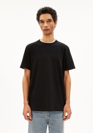 ARMEDANGELS MAARKOS Heavyweight T-Shirt Relaxed Fit made of Organic Cotton Mix Negras | QWFALY-780
