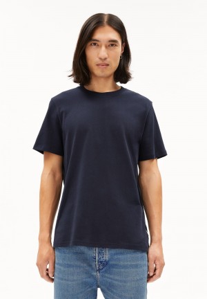 ARMEDANGELS MAARKOS Heavyweight T-Shirt Relaxed Fit made of Organic Cotton Mix Night Sky | KYAFRG-862
