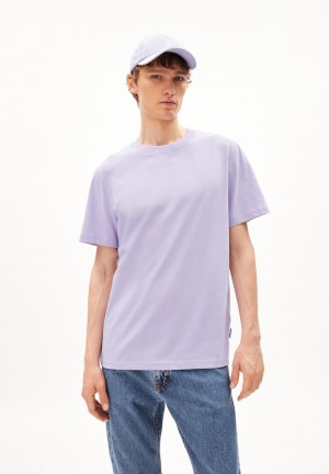ARMEDANGELS MAARKOS Heavyweight T-Shirt Relaxed Fit made of Organic Cotton Mix Lavanda Verde Menta | QOADNK-096