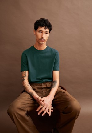 ARMEDANGELS MAARKOS Heavyweight T-Shirt Relaxed Fit made of Organic Cotton Mix Verde Menta | TMOQFB-416