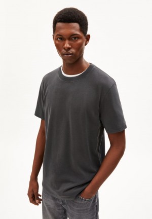 ARMEDANGELS MAARKOS Heavyweight T-Shirt Relaxed Fit made of Organic Cotton Mix Graphite | OTFQUX-256