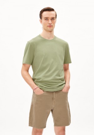 ARMEDANGELS MAARKOS Heavyweight T-Shirt Relaxed Fit made of Organic Cotton Mix Verde Menta | BGLZNI-574