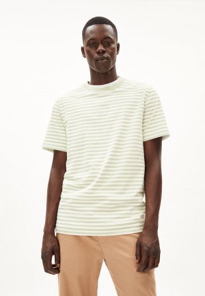ARMEDANGELS MAARKOS STRIPES T-Shirt Relaxed Fit made of Organic Cotton Oatmilk-light Matcha | BTAGVZ-327