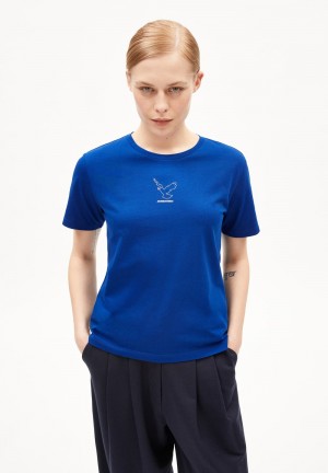 ARMEDANGELS MAARLARA NESTLING T-Shirt Relaxed Fit made of Organic Cotton Azules | PTDAIW-460