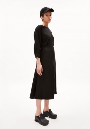 ARMEDANGELS MAARLENA Woven Dress Regular Fit made of TENCEL™ Lyocell Negras | KIOWNH-625