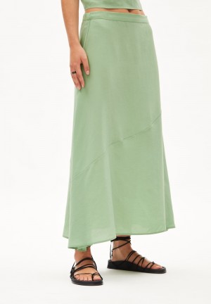 ARMEDANGELS MAGAALI Woven Skirt Regular Fit made of TENCEL™ Lyocell Verde | ZMKJNE-964
