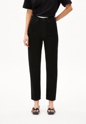 ARMEDANGELS MAIRAA Jeans Mom Fit High Waist Ankle recycled Cotton Non-Stretch Negras | DXLEZM-029