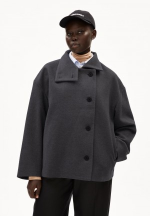 ARMEDANGELS MAJELAA Coat Loose Fit made of recycled Wool Steel Melange | ABCEOH-328