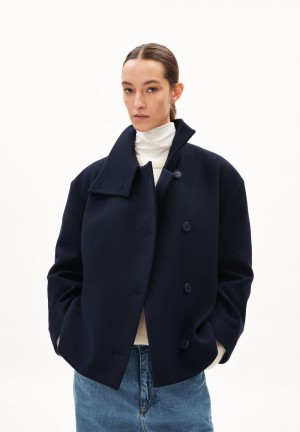 ARMEDANGELS MAJELAA Coat Loose Fit made of recycled Wool Night Sky | IGKAEU-409