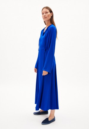 ARMEDANGELS MARIOLAANA Woven Dress Regular Fit made of LENZING™ ECOVERO™ Viscose Azules | IYNPTO-735