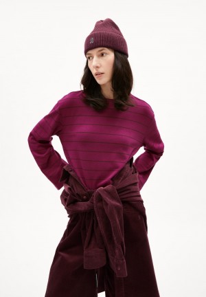 ARMEDANGELS MARYNAA FINE STRIPE Longsleeve Loose Fit made of Organic Cotton Mix Cherry Juice-cranberry Juice | YMJQOC-812