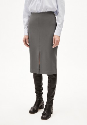 ARMEDANGELS MEDITAA Jersey Skirt Slim Fit made of LENZING™ ECOVERO™ Viscose Mix Iron Cast | TBLMPW-258