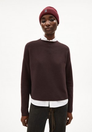 ARMEDANGELS MERINAA LINKS LINKS Sweater Loose Fit made of Organic Cotton Cafe | CUXJOG-532