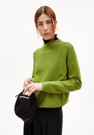ARMEDANGELS MERINAA LINKS LINKS Sweater Loose Fit made of Organic Cotton Verde Menta | OHNKTJ-657