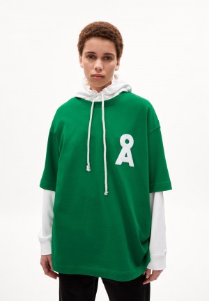 ARMEDANGELS MIKAAS ICONIC CAPSULE Heavyweight T-Shirt Oversized Fit made of Organic Cotton Mix Verde | TBUQXZ-652