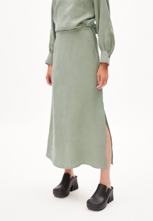 ARMEDANGELS MILAJAA Woven Skirt Regular Fit made of Lyocell Gris Verde | HZAUXD-654