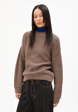 ARMEDANGELS MIYAAR SOLID Sweater Loose Fit made of Organic Wool Mix Cinnamon Dust Melange | MKQRAB-859