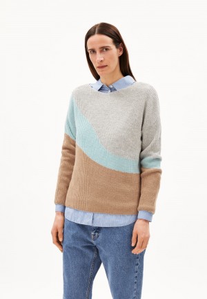 ARMEDANGELS MIYAAS MULTICOLOR Knit Sweater Loose Fit made of Organic Wool Mix Gris Claro | YBMTPH-493