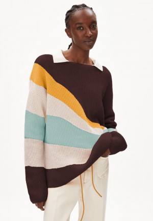 ARMEDANGELS MIYAAS MULTICOLOR Knit Sweater Loose Fit made of Organic Wool Mix Fudge | ZOGNHL-209