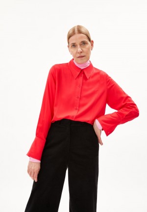 ARMEDANGELS MOAANAS Blouse Relaxed Fit made of LENZING™ ECOVERO™ Viscose Rojas | QHPOWX-421