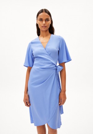 ARMEDANGELS NATAALE Woven Dress Regular Fit made of TENCEL™ Lyocell Mix Azules | HCOSUQ-320