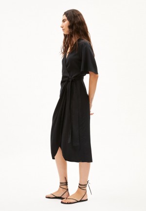 ARMEDANGELS NATAALE Woven Dress Regular Fit made of TENCEL™ Lyocell Mix Negras | TKDVJQ-853