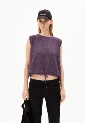 ARMEDANGELS NERAA CRINKLE Blouse Relaxed Fit made of Organic Cotton Mix Azules | BZADFK-935