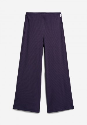 ARMEDANGELS NIAAN Rib-Jersey Pants made of Organic Cotton Mix Azules | CFWINV-037