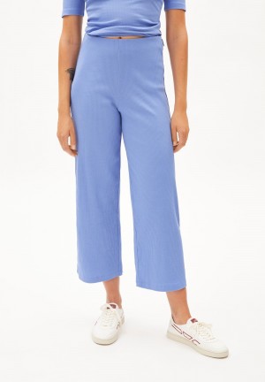 ARMEDANGELS NIAAN Rib-Jersey Pants made of Organic Cotton Mix Azules | JVHORW-301