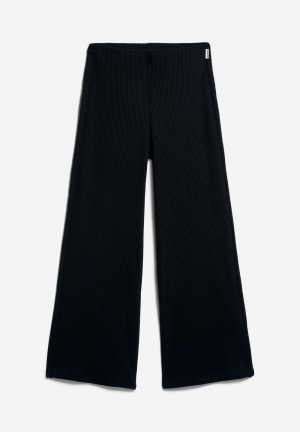 ARMEDANGELS NIAAN Rib-Jersey Pants made of Organic Cotton Mix Negras | ELMGOT-270
