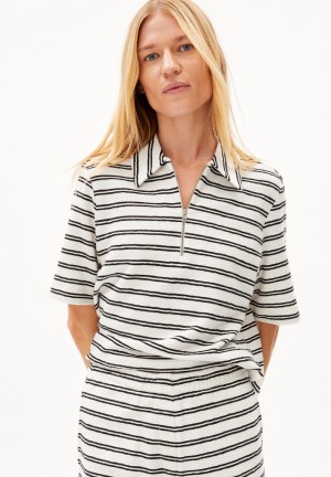 ARMEDANGELS NIDAA Sweatshirt Loose Fit made of Organic Cotton Oatmilk-black | BTUOGL-052